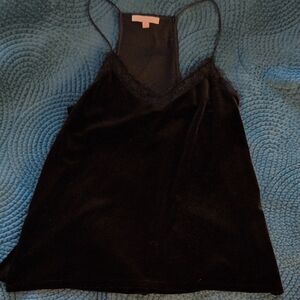 Skies Are Blue Black Velvet Lace-Trim Camisole